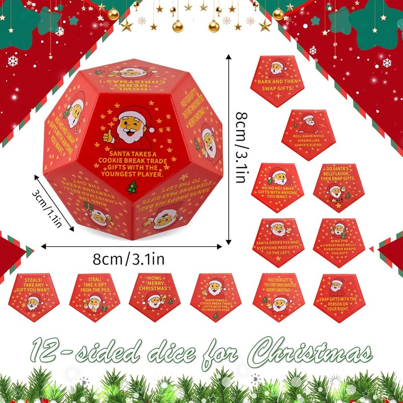 oyeftp Store Hilarious Santa Swap Gift Exchange Dice, 3 * 3 in Exchange Gifts Dice, Christmas Stocking Stuffers Gift Exchange Dice Games for Family Party, Gifts for Xmas, Birthday, Party and Family Night, Holiday - Image 2